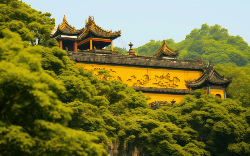 绿色树木古代建筑寺庙风景景,高清,摄影图,摄影图片,图片大全,摄影图免费下载
